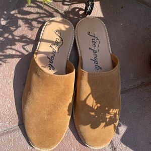 Free People Tan Suede Mules